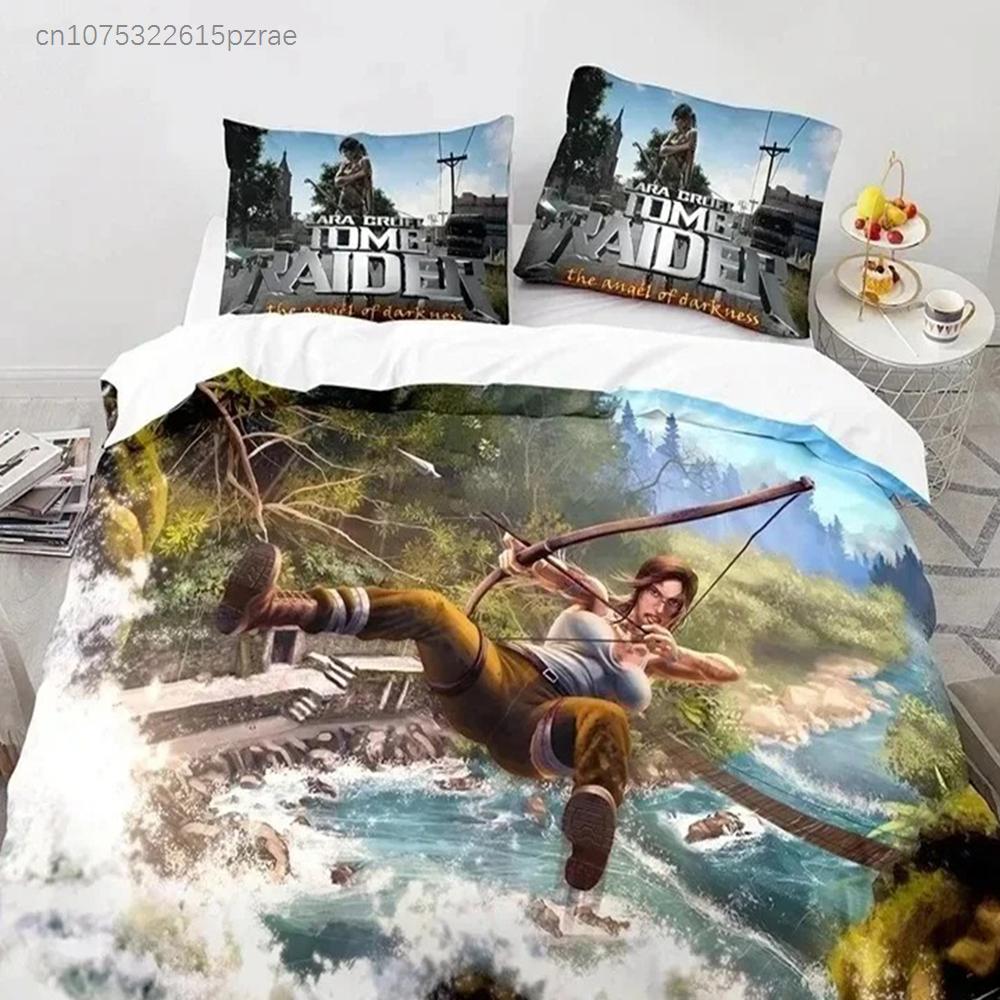 3D-Druck Spiel Tomb Raider Bettwäsche-Set Schlafzimmer Weiche Moderne Tagesdecken Bequeme Kinder Bettbezug Bettdeckenbezug Und Kissenbezug