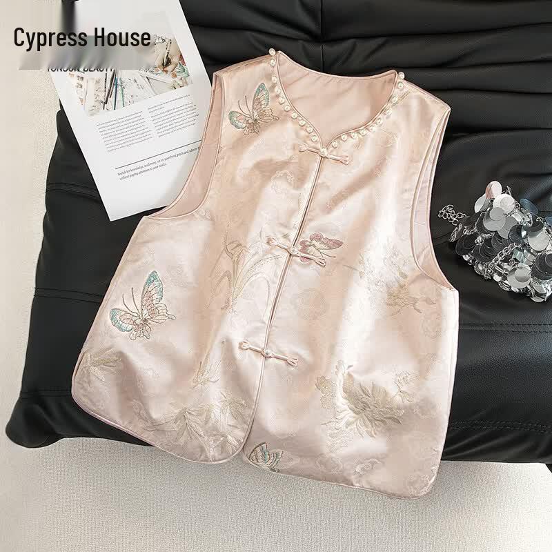 New Chinese Style Embroidered V-Neck Vest EU 40
