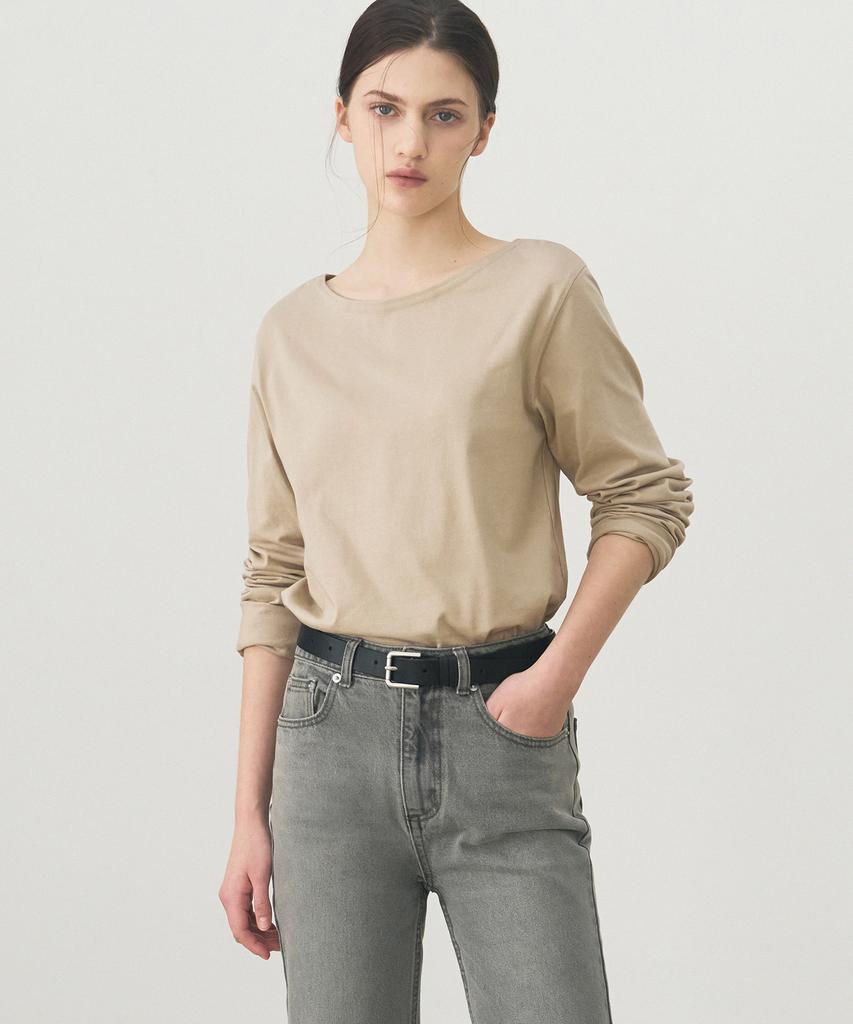 Deuloupisumeon Supima Silket Boat Neck Long Sleeve T-Shirt [White]