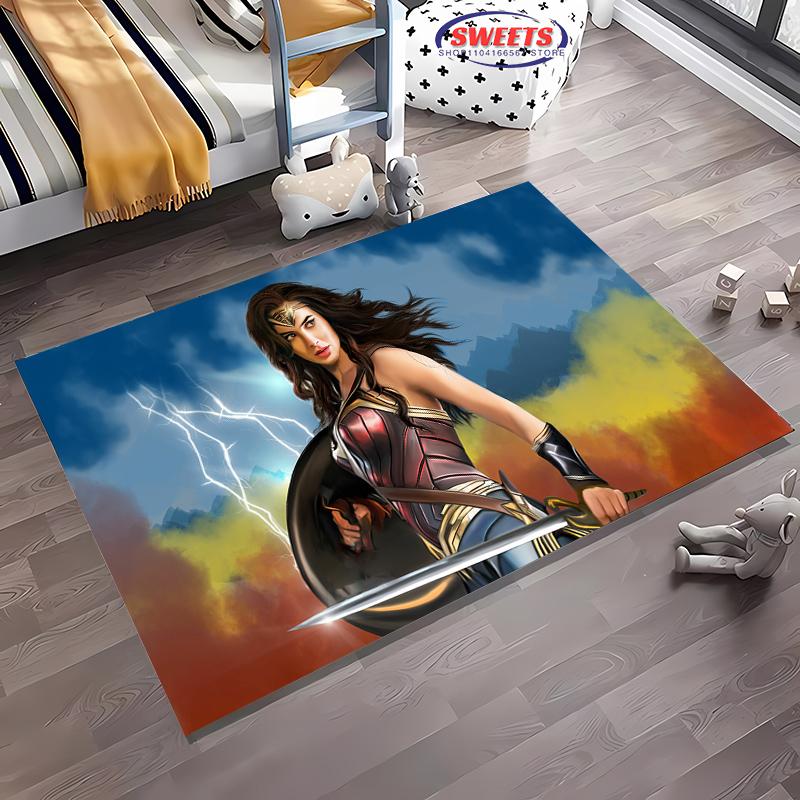 New Shelves! Classic DC Wonder Woman Carpet, Living Room Bedroom Office Children's Room of Choice, Non-slip Machine Washable Mat