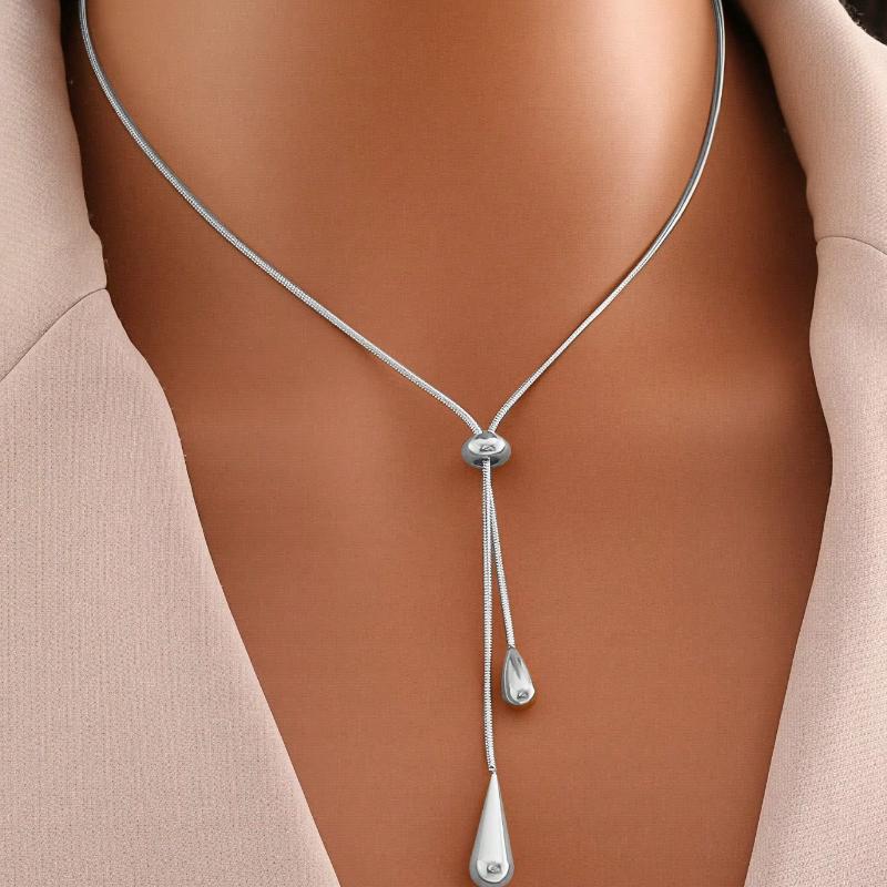 

1 шт. Ожерелье-подвеска из нержавеющей стали в стиле ретро, минимализм, хай-энд, металлическая капля воды one-size серебряный