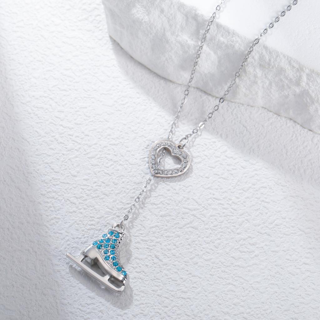 Sweet Candy Colored Alloy Skating Charm Necklace Featuring Crystals for Fashion Appeal