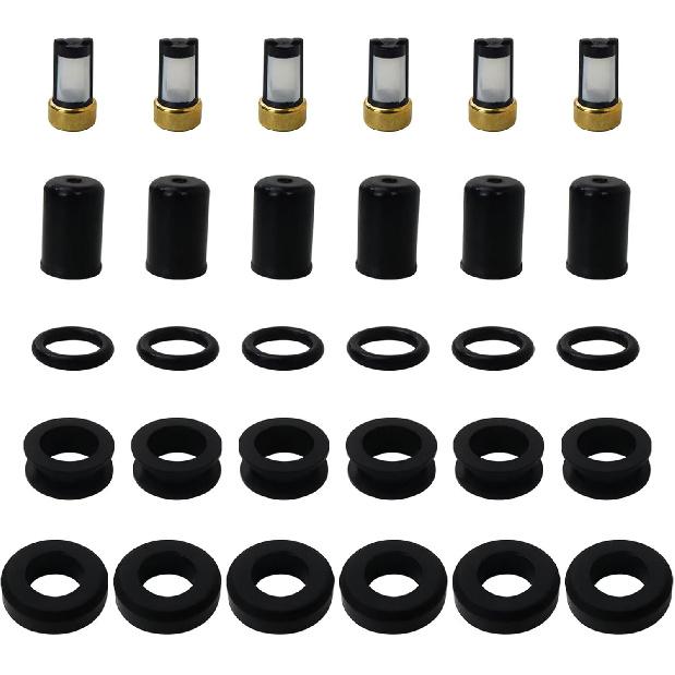Updated Fuel Injector repair kit Includes O-rings, Pintle Caps, Filters Replacement Set Fit for Toyota 3VZE 3.0 V6 Engines For 4Runner T100 Pickups