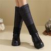 Winter Shoes Woman Snow Boots Warm Fur Plush Casual Wedge Knee High Boots Girls Black Waterproof Shoes Ladies