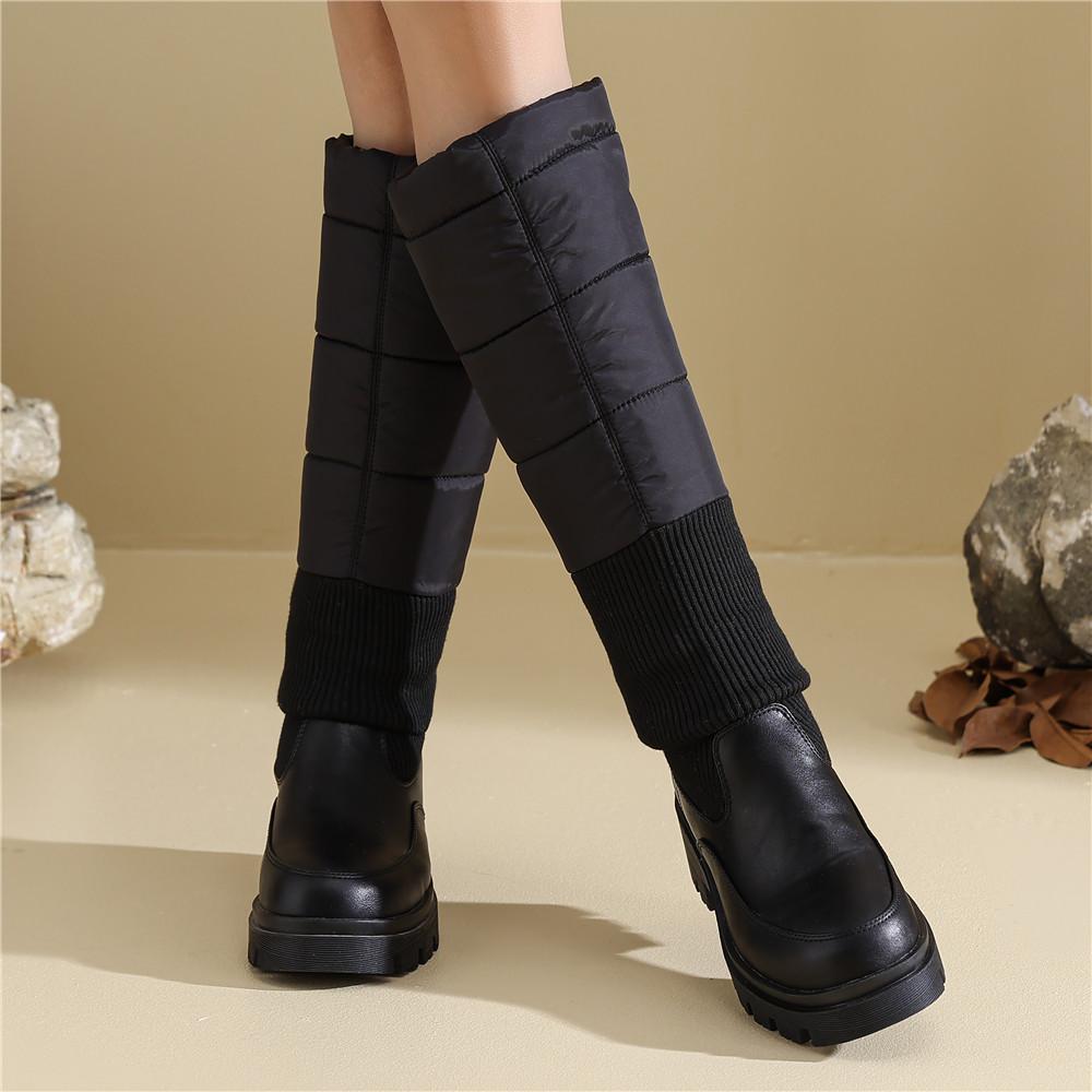 Winter Shoes Woman Snow Boots Warm Fur Plush Casual Wedge Knee High Boots Girls Black Waterproof Shoes Ladies