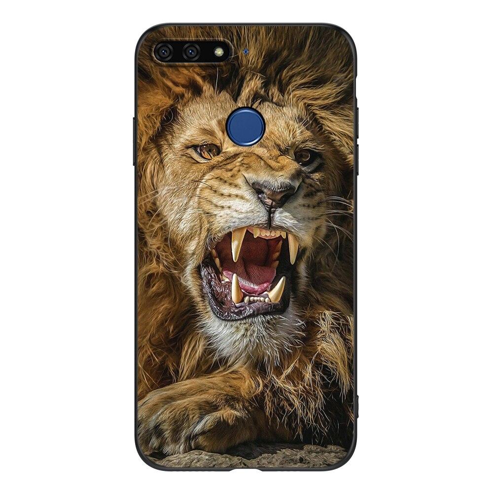 For Honor 7C 5.7 Inch Case Soft Back Cover Phone Case For Huawei Honor 7c Aum-L41 Silicon Black Tpu Case Lion Wolf Tiger Dragon