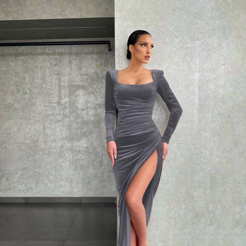 Women's Formal Dresses Sexy Dinner Party Ladies Split Skirt Female