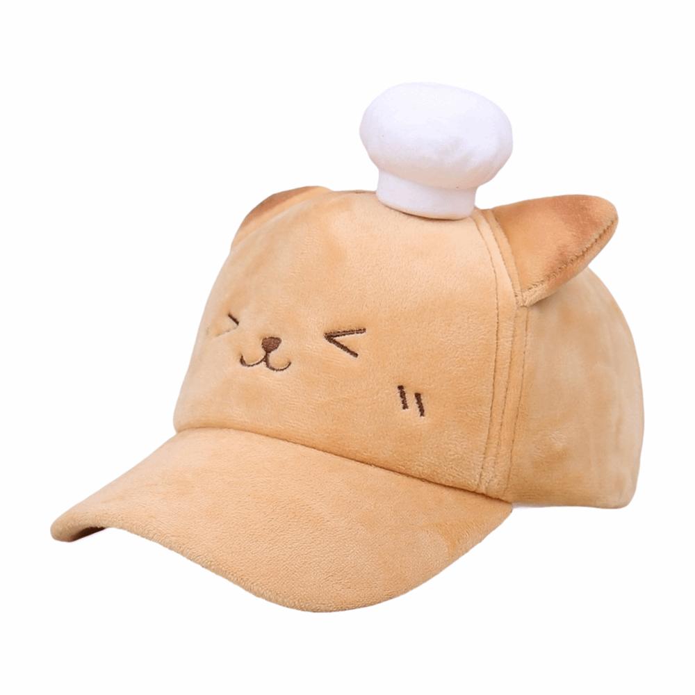 Comfortable Sweet Bear Sun Protection Cap Plush Cartoon Cat Duckbill Cap  Sports Chef Hat