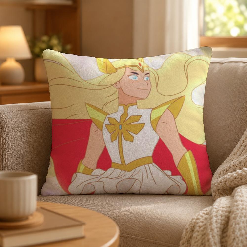 Cartoon She Ra Hero Adventure Cushion Cover Personalized Short Plush Soft Bedroom Sofa Home Decor Gift