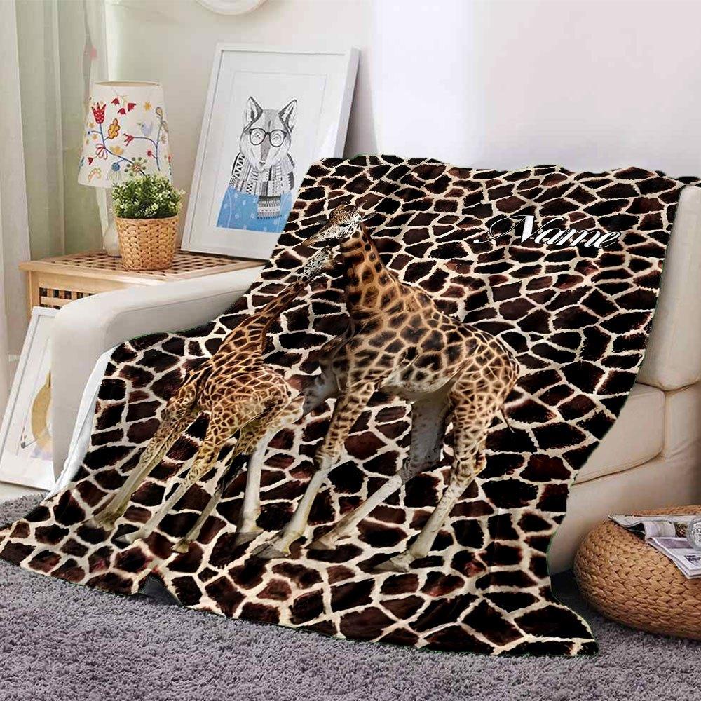 Giraffe Print Home Customize Your Name Blankets Soft And Cozy For All Seasons Perfect For Picnics Sofa Office Bed And Living Room Ideal Gift For