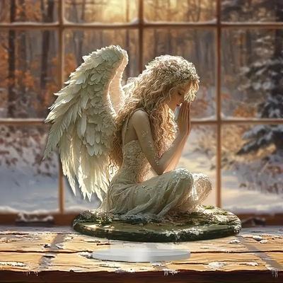 Elegante Engel Acryl Kunst Dekoration Betender Engel - 2D Flaches Acryl Schreibtisch Ornament, Wanddekor Kunst, Vier Jahreszeiten Dekoration