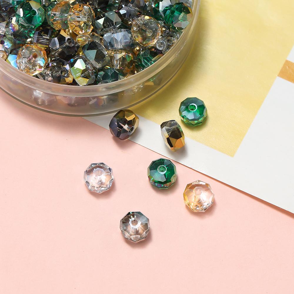 10Pcs 4.5*7.5mm Crystal Faceted Beads Spacer Loose Beads for DIY Bracelet Necklace Jewelry Making Supplies Accessories