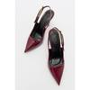 Labin Claret Red Patent Leather Buckle Women's High Heeled Shoes