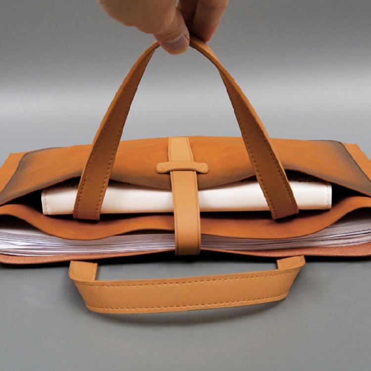 Document Storage Bag Leather Laptop Sleeve Leather Buckle Lock for Office