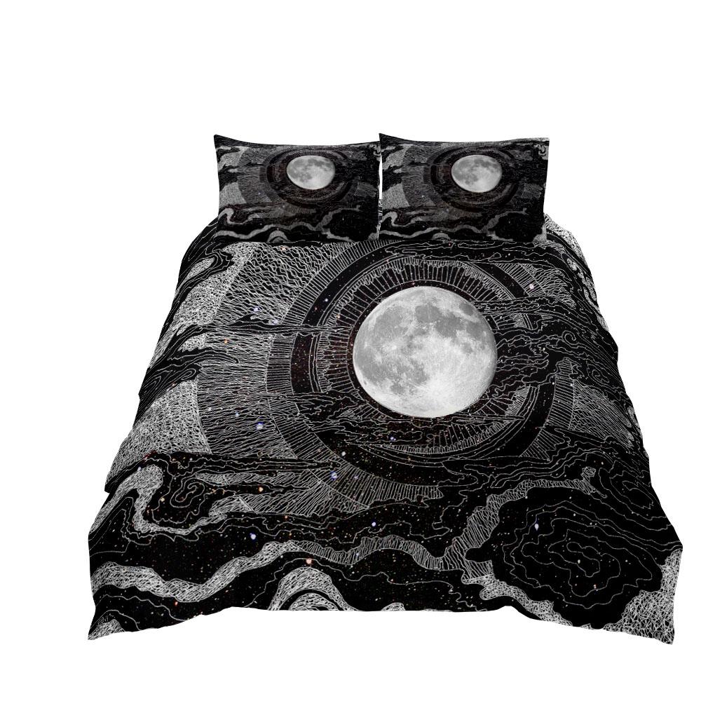 Glitter on Celestial Moon Duvet Cover Set King Queen Double Full Twin Single Size Bed Linen Set