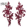 Embroidery Lace Applique 2 Pcs Sewing Flower Fabric Collar Patch Motif Trim for Clothing Wedding Gown Dress Bridal DIY Crafts Daily Wear Tailor Shops