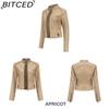 BITCED Women's Studded Leather Jacket Spring/Autumn Long-Sleeved Stand-Collar Fashion Jacket