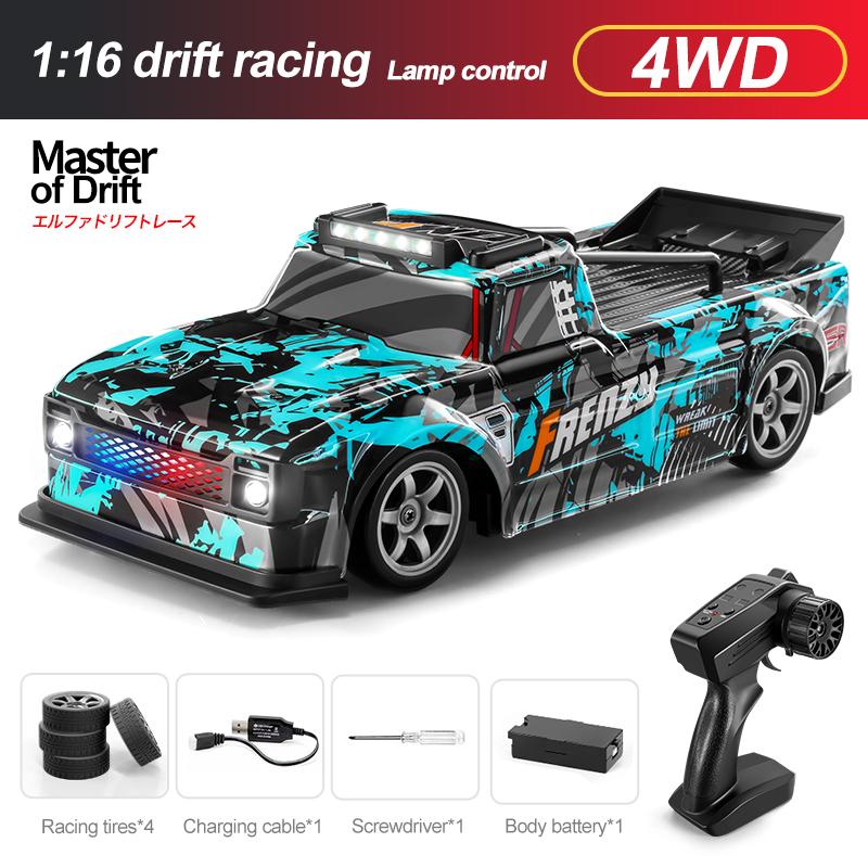 1/16 RC Car Drift Racing 4WD Off-Road Vehicle with LED Lights Replaceable Tires High-Speed Drift Car Kids Adults Toys Xmas Gifts
