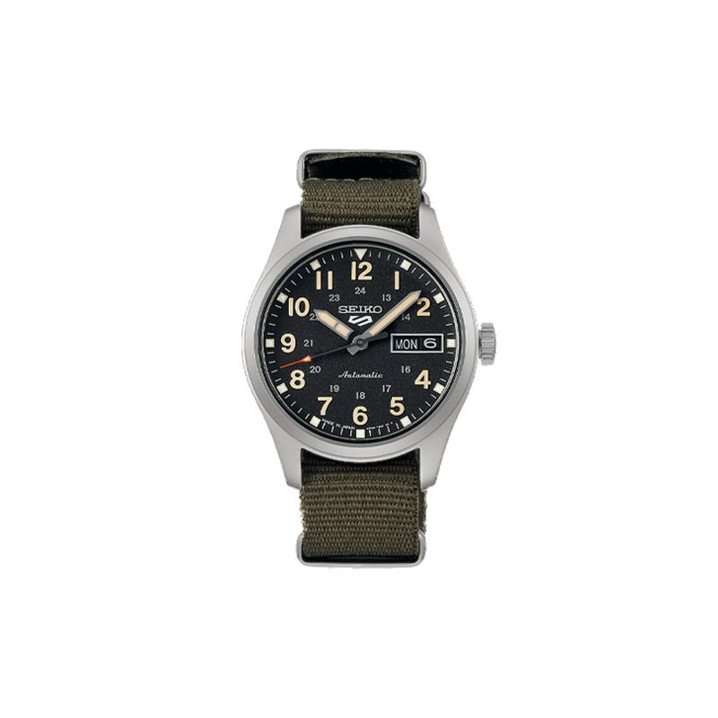 SEIKO 100 meters waterproof Automatic nylon strap men s watch black dial SBSA201 чёрный
