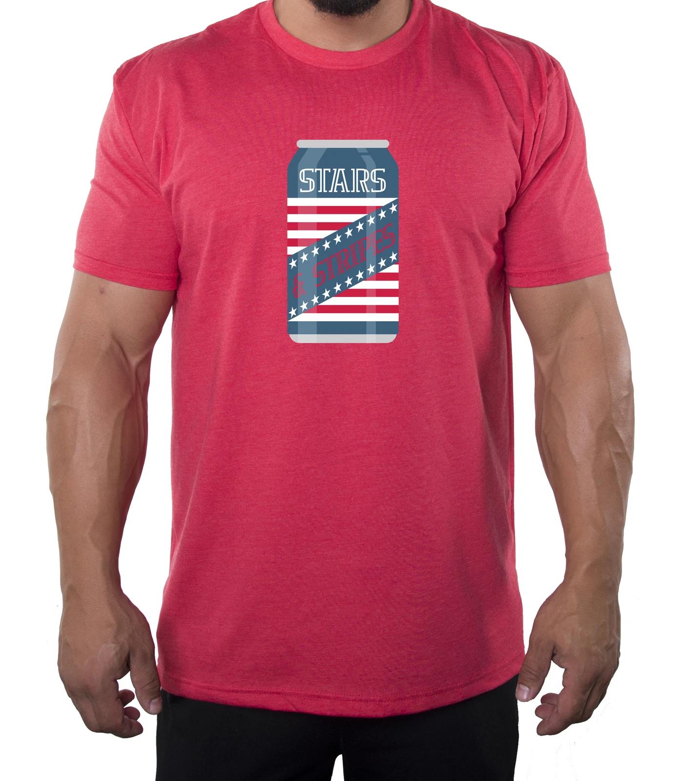 Stars and Strips Beer T-Shirt, Men s Graphic T-Shirts, Patriotic Shirts S