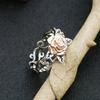 Vintage Block Rose Gold Plated Flower Ring for Women Fashion Style Plated Color Two-Tone Rose Flower Lady Ring Jewelry Gifts