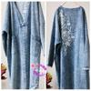 Johnature Women Vintage Embroidery Floral Coats V-Neck Long Sleeve Patchwork Pockets Autumn Women Coats