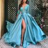 New European American Style Women's Sexy Lace Floor-length Train Long Evening Gown for Banquet Party