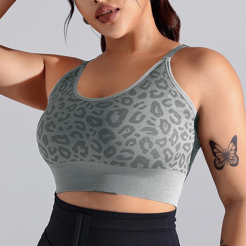 Leopard Print Yoga Bra For Women, Twisted Back, Beautiful Fitness Training Vest, Outdoor Running Sports Bra For Women