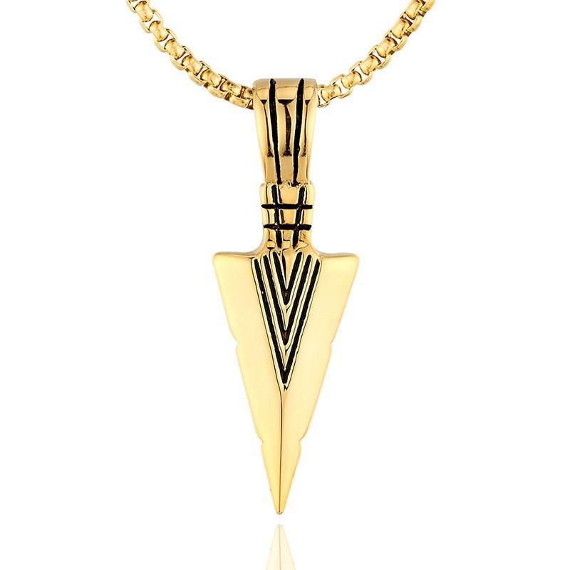 

Hiphop Brazil Spearhead Arrows Stainless Steel Pendant Necklaces For Men Boys Metal Clavicle Chain Choker Jewelry золотистий