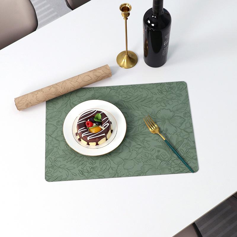Light Luxury Leather Placemat Hotel Double-sided Embossed Square Dining Table Insulation Mat Waterproof and Oil-proof Placemat Bowl Mat Tableware