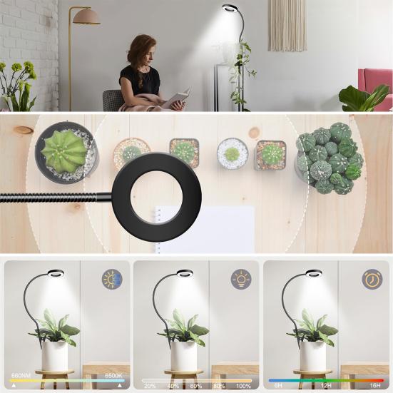 Full Spectrum Plant Light with Grow Gooseneck 360-degree High Brightness Dimmable Clip-on LED Plant Light