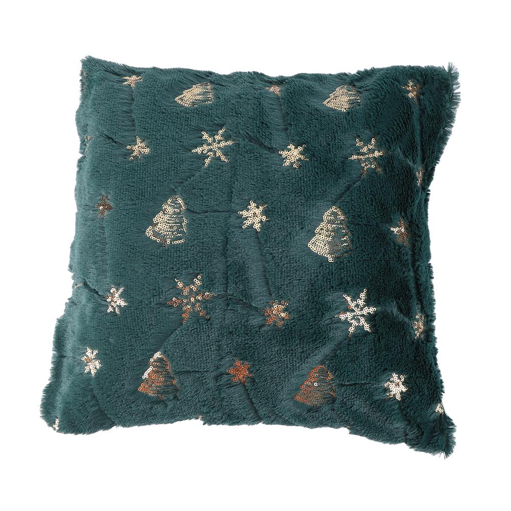Чехол для подушки с блестками и рождественской елкой вышитая наволочка с изображением елки и снежинки для зимнего праздничного украшения 7156₽