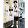 Boys' Casual Summer Color Block Polo Shirt Set - Short Sleeve, Pure Cotton, Trendy Street Style for Medium and Large Children
