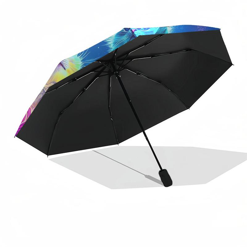 1pc Colorful Kittens in Space Umbrella with Plastic Handle,Suitable for All Seasons Home Travel Outdoor UmbrellaDD557