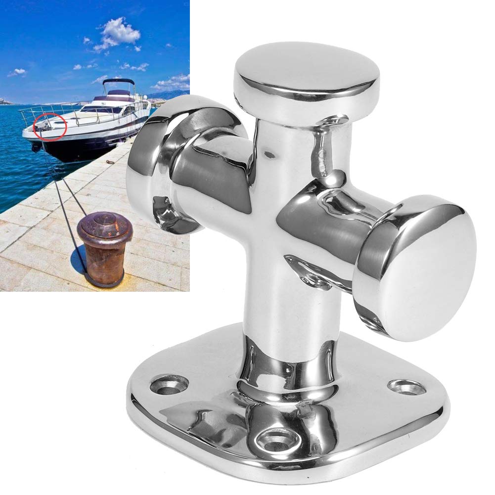 Elerose Boat Bollard, Marine Single Cross Bollard Mooring Bit Cleat 316 Stainless Steel 62x63x83mm Boat Deck Hardware
