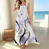 U-Neck Sleeveless Vacation Maxi Dress,Loose-Fit Comfortable Fresh Style,Versatile for Casual Daily & Outdoor Travel