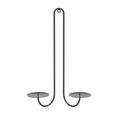 Black Metal Candle Sconces Double Armed Wall Mounted Iron Candle Holders Candlestick for Romance Living Room Decoration