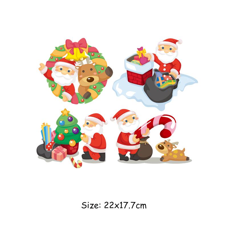Santa Claus Patch Appliques On Clothes Hot Tear Thermal Transfer Coat Jeans Diy New Design Stickers On The Fabric Christmas