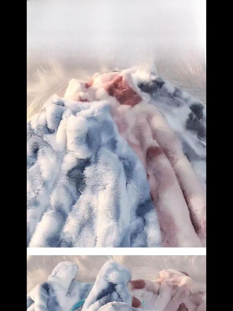 Women's Tie-dyed Lambskin Coat - Large Size, Winter 2022 Trend, Loose Fit