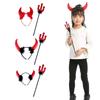 Teufelshörner Stirnband & Teufelsgabel für Halloween-Kostüm Haarreif Party-Requisiten Kopfschmuck Bühnenrequisiten Verkleidungszubehör