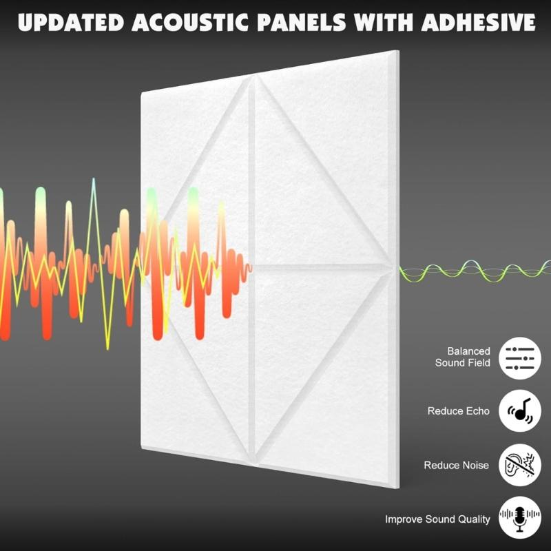 12Pieces Acoustics Foam Wall Tiles Soundproof Foam Panel Polyester Wall Panels for Quiet Study Spaces and Libraries