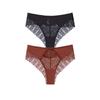 TERMEZY 2Pcs/Lot Sexy Mid Rise Patchwork Briefs Hollow-out Lace Pattern Panties Solid Color Breathable Skin-fit Briefs