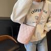 Korean Style Versatile Women Crossbody Bag Solid Color Adjustable Straps Cotton Clothing Bag Diamond Grid Tote Bag for Women