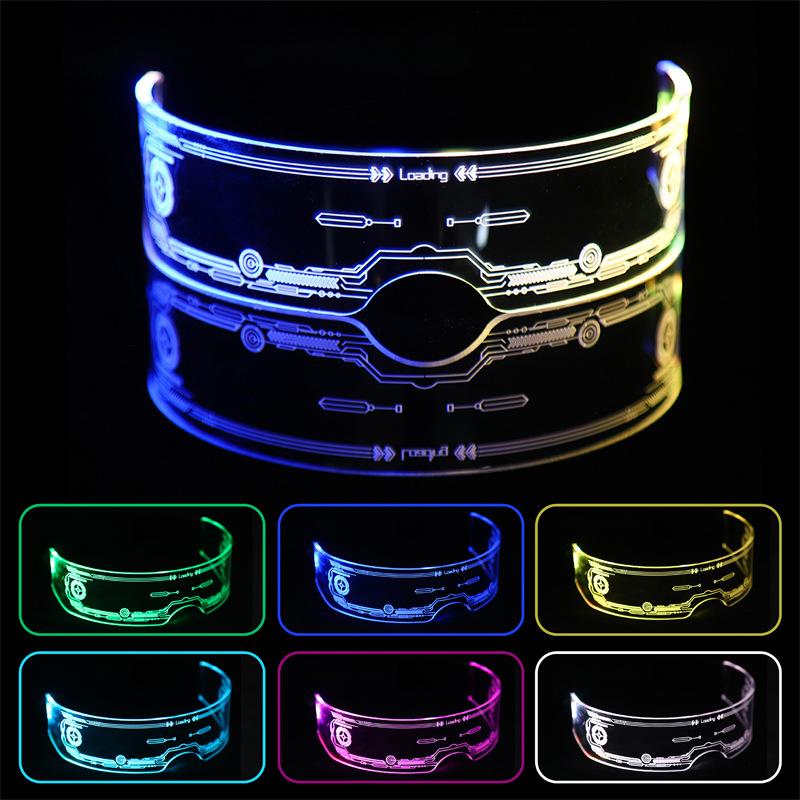 LED Glowing Glasses Bar Bundy Party Cyberpunk Tech Glasses Sci Fi Glasses Birthday Present