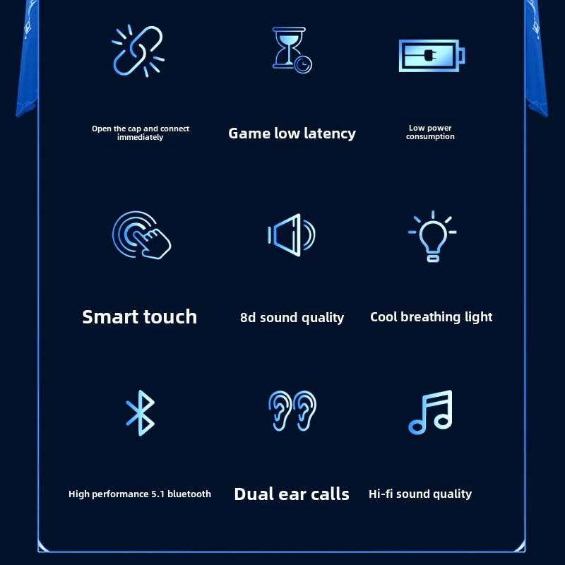 Wireless Bluetooth Headset Dazzling Breath Light In-ear Sports Bluetooth Headset