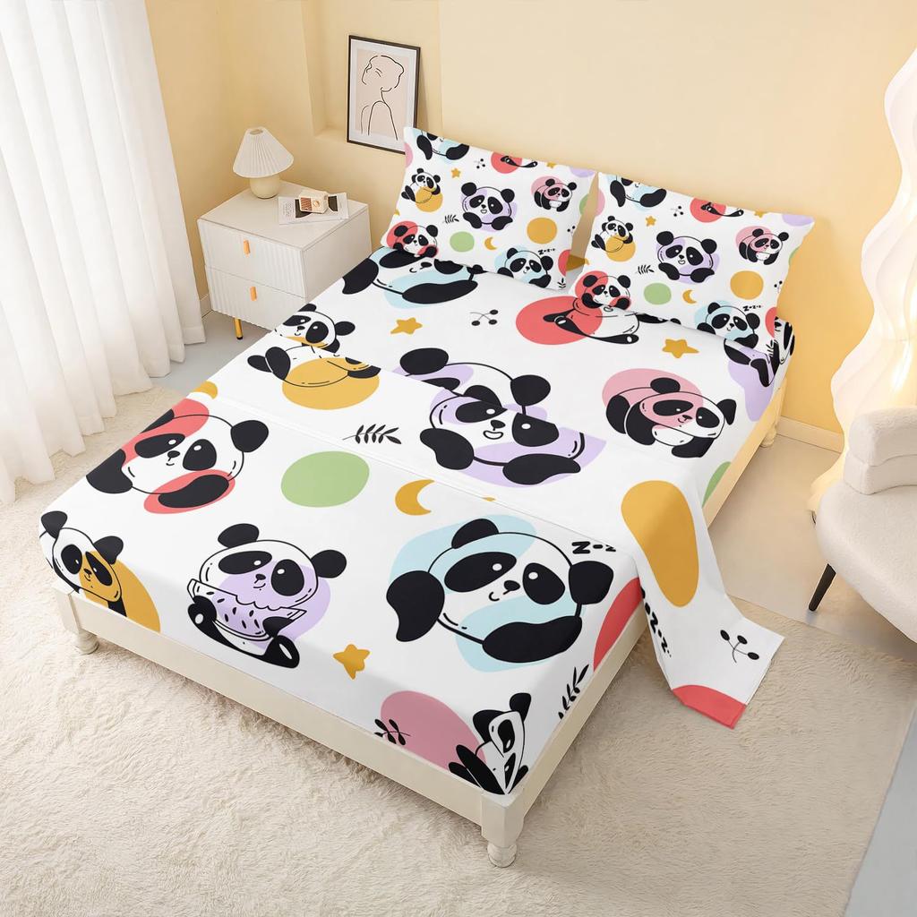 Cute Cartoon Bear Pattern Bed Hat Four-Piece Bedding Set Bedroom Dormitory Bedding Decoration