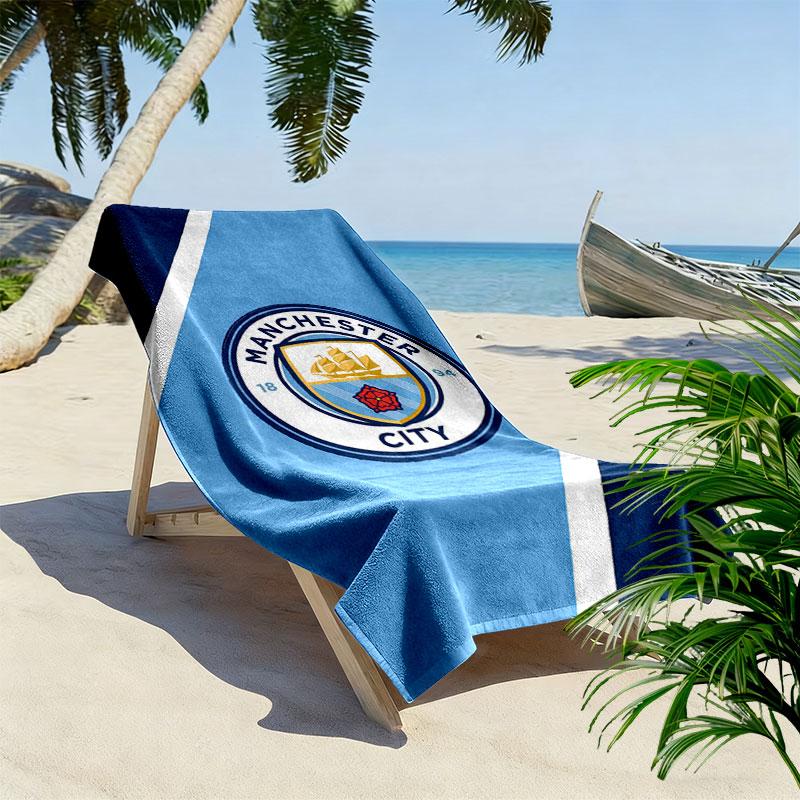 Manchester City Team Print Beach Towel, Large Soft Quick Dry Towel for Beach Camping Swimming