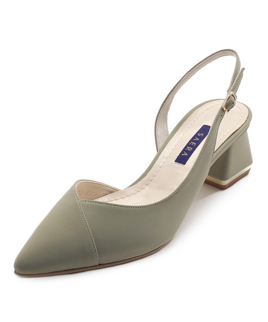 Saera Modern V-Cut Metallic Heel Slingback K56G002 (A Type)