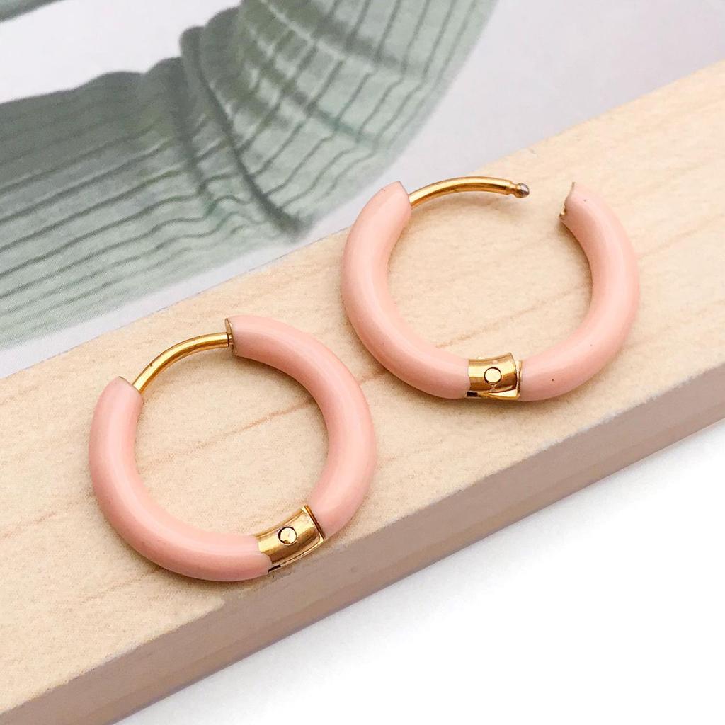 Stainless Steel Enamel Drip Earrings: U-Shaped Geometric C-Studs, Titanium Steel DIY Accessories