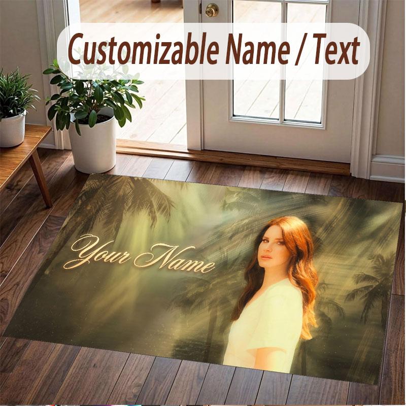 Custom Name Crystal Velvet Rug,Lana Del Rey Comfortable Anti Slip Floor Mat For Room Decoration